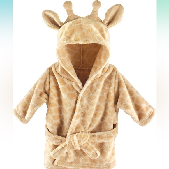 Infant Baby Hudson Baby Tan and Cream Plush Pajama Robe with Giraffe Ears - Picture 1 of 7
